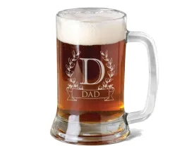 16 Oz Monogram Gift for Dad Fathers Day Beer Mug Engraved Father's Personalized Stein Etched Gift for Father Grandpa