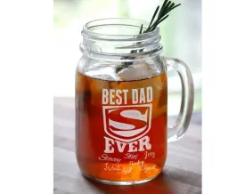 16 Oz Super Dad Fathers Day Gift Engraved Mason Jar Glasses Personalized Drinking Beer Mug Glass Etched Gift Father Gift Best Dad Ever