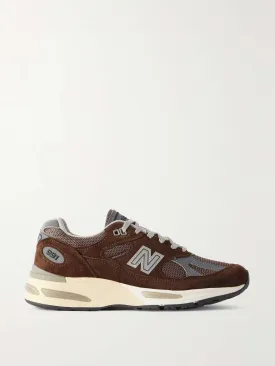 991 suede, faux leather and mesh sneakers