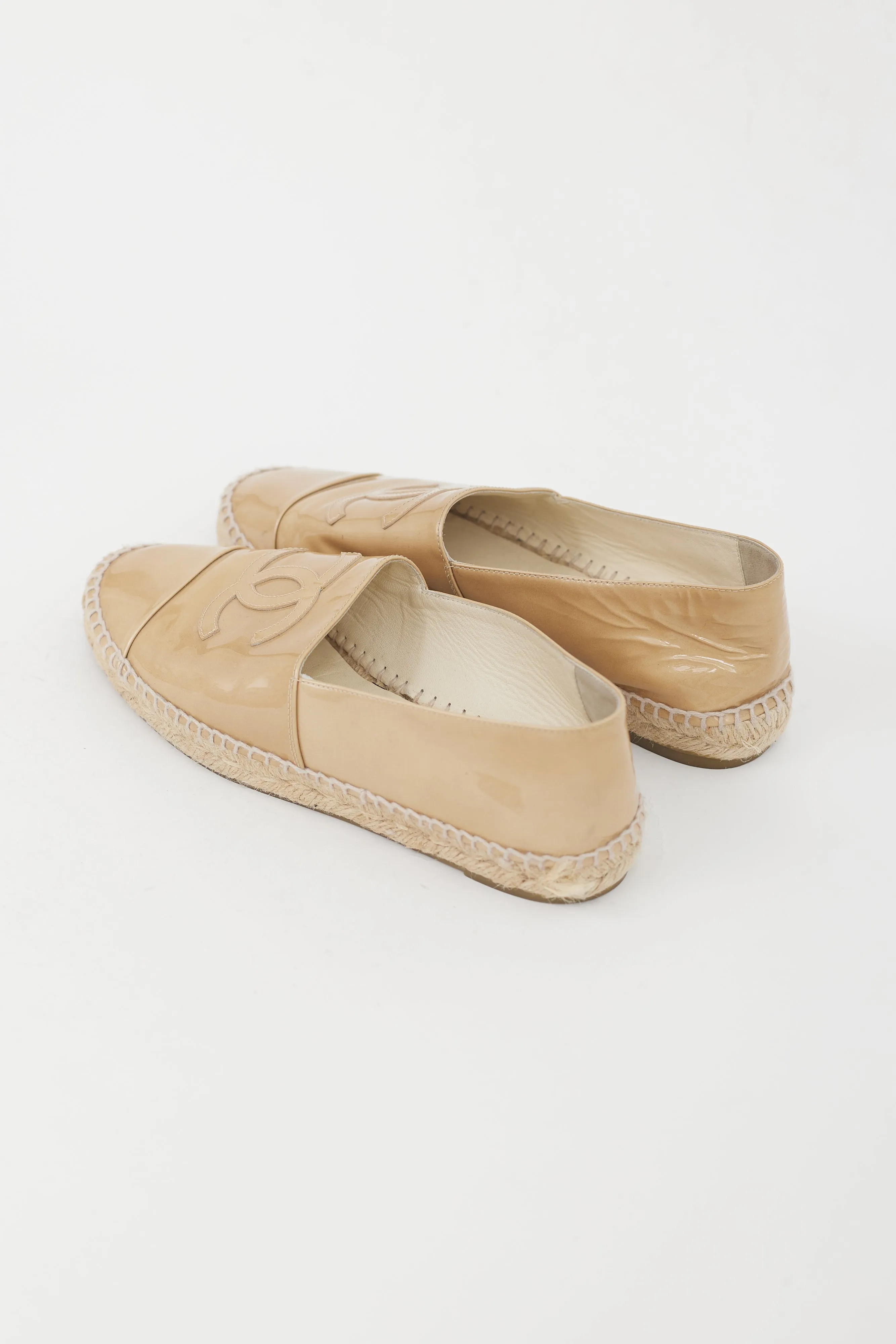 Beige Patent Leather CC Espadrille