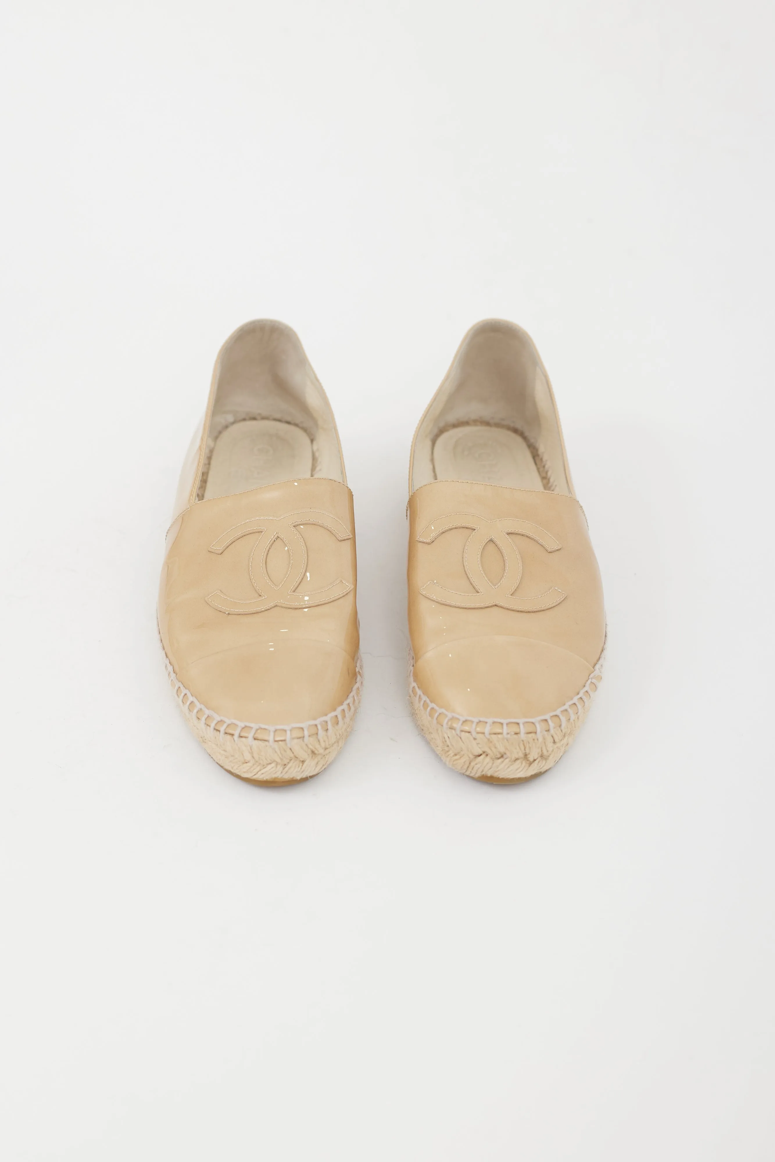 Beige Patent Leather CC Espadrille