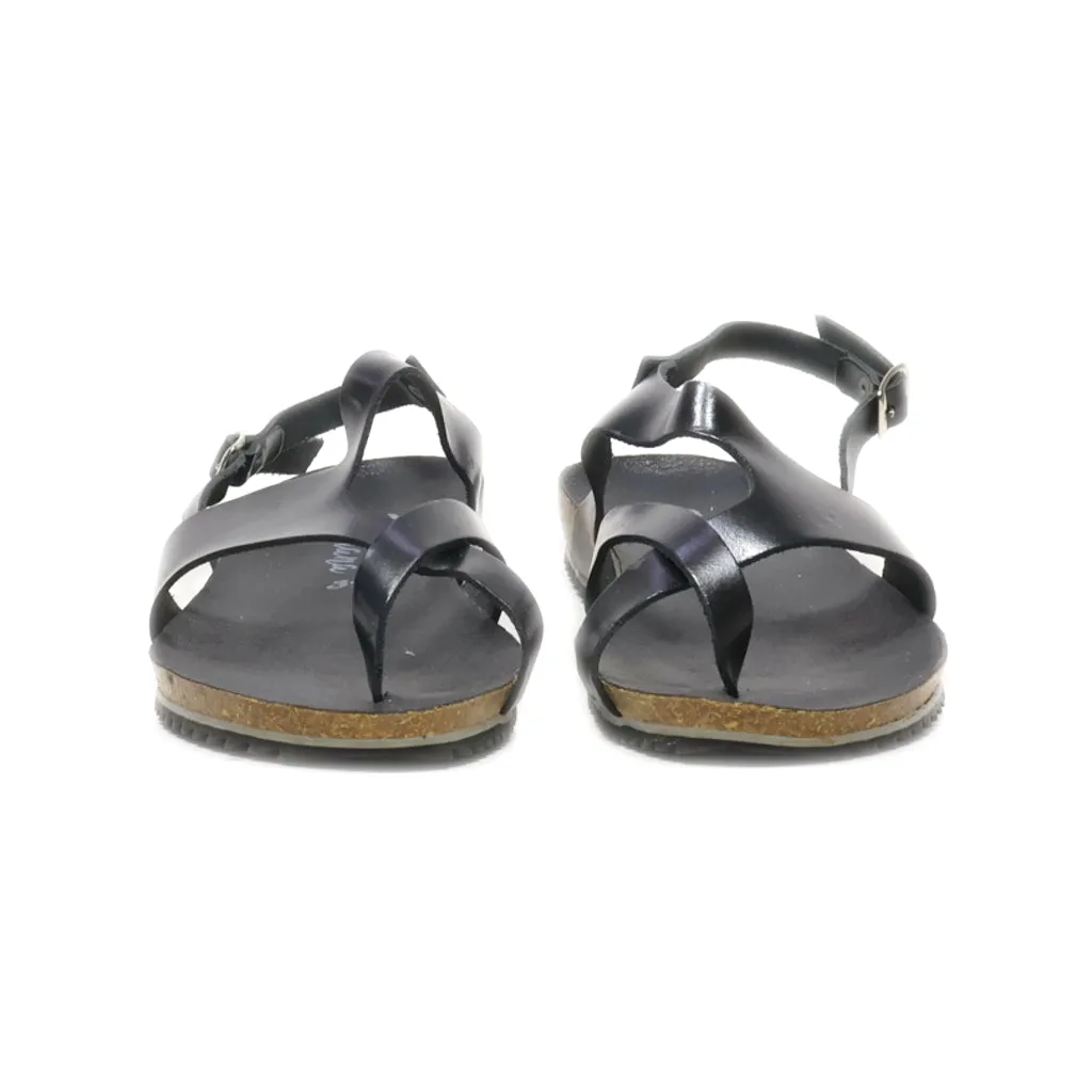 Beliana Flat Sandals Leather Black Colour For Women