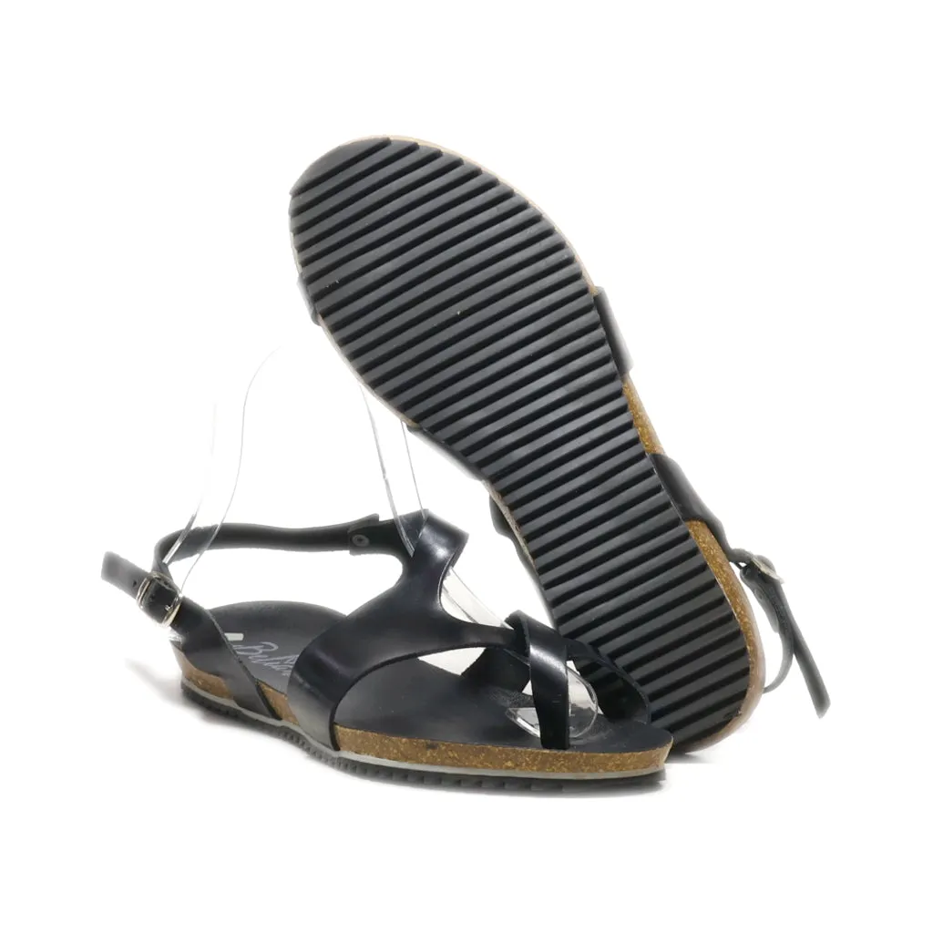 Beliana Flat Sandals Leather Black Colour For Women