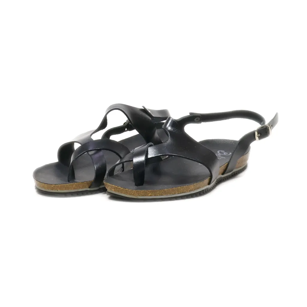 Beliana Flat Sandals Leather Black Colour For Women