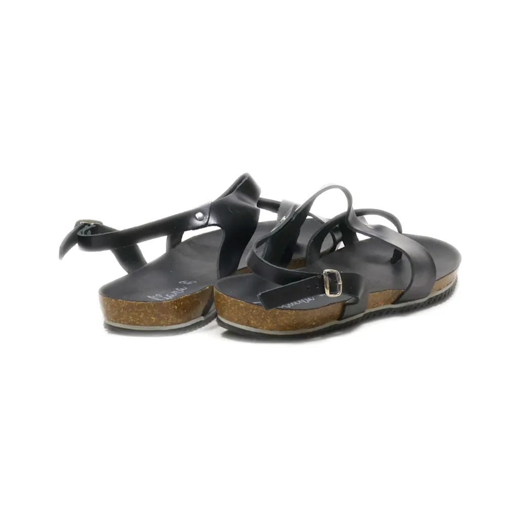 Beliana Flat Sandals Leather Black Colour For Women