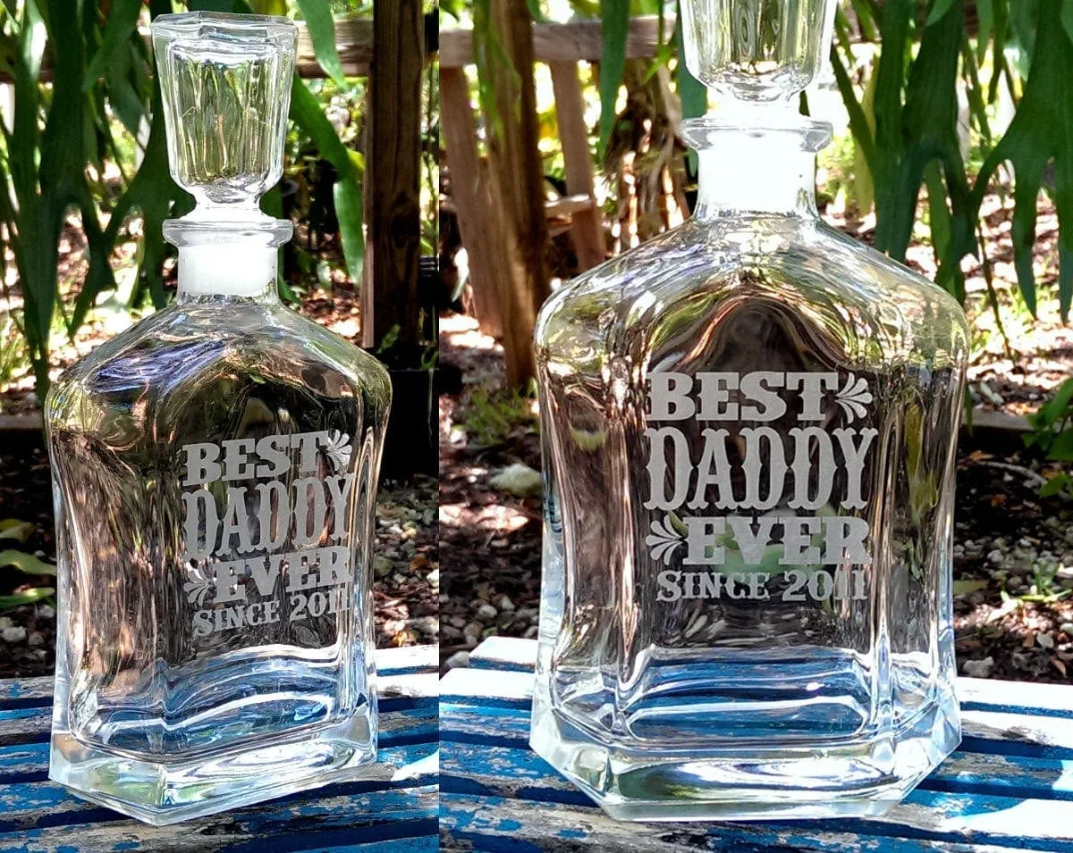 Best Dad Ever Since Decanter Fathers Day Gift Idea for Papa Daddy Grandpa Birthday Christmas Present New Dad Father in Law from Son Daughter