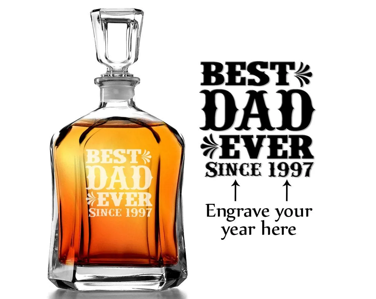 Best Dad Ever Since Decanter Fathers Day Gift Idea for Papa Daddy Grandpa Birthday Christmas Present New Dad Father in Law from Son Daughter