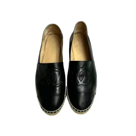 Black Leather Logo Espadrilles - 10