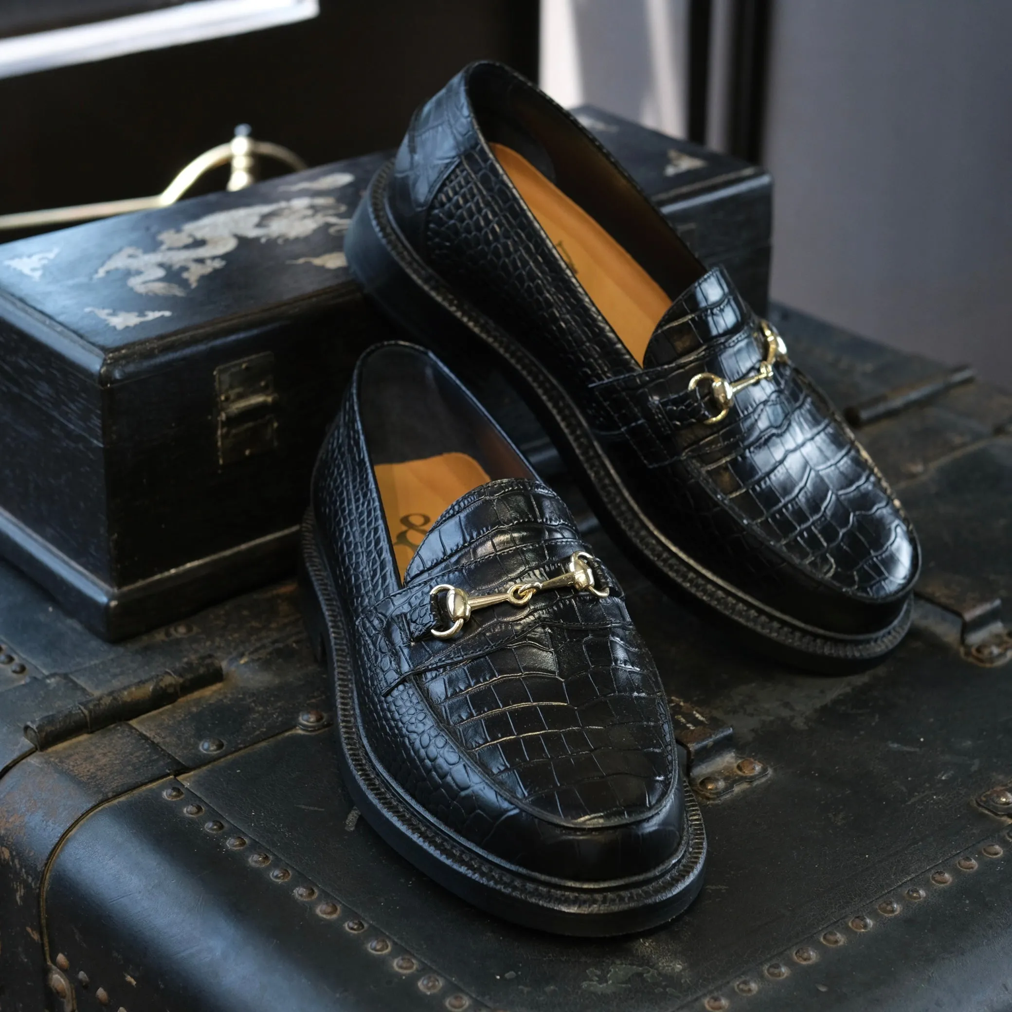 Blackstock & Weber Mason Horsebit Loafer (Onyx Croc)