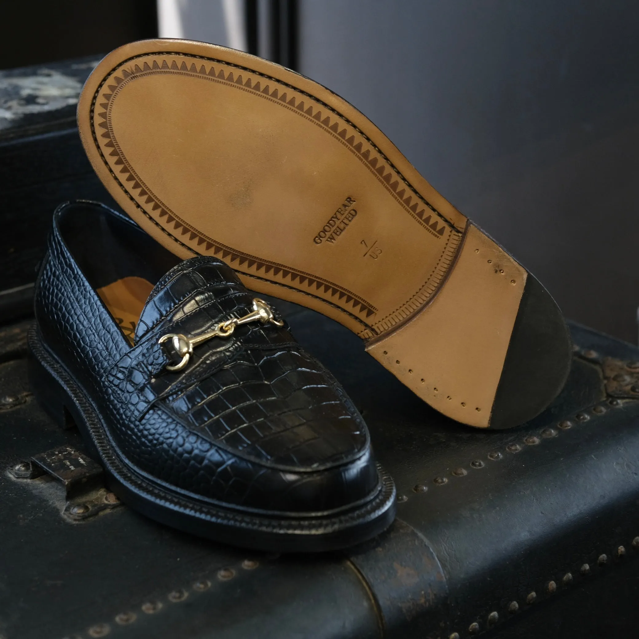 Blackstock & Weber Mason Horsebit Loafer (Onyx Croc)