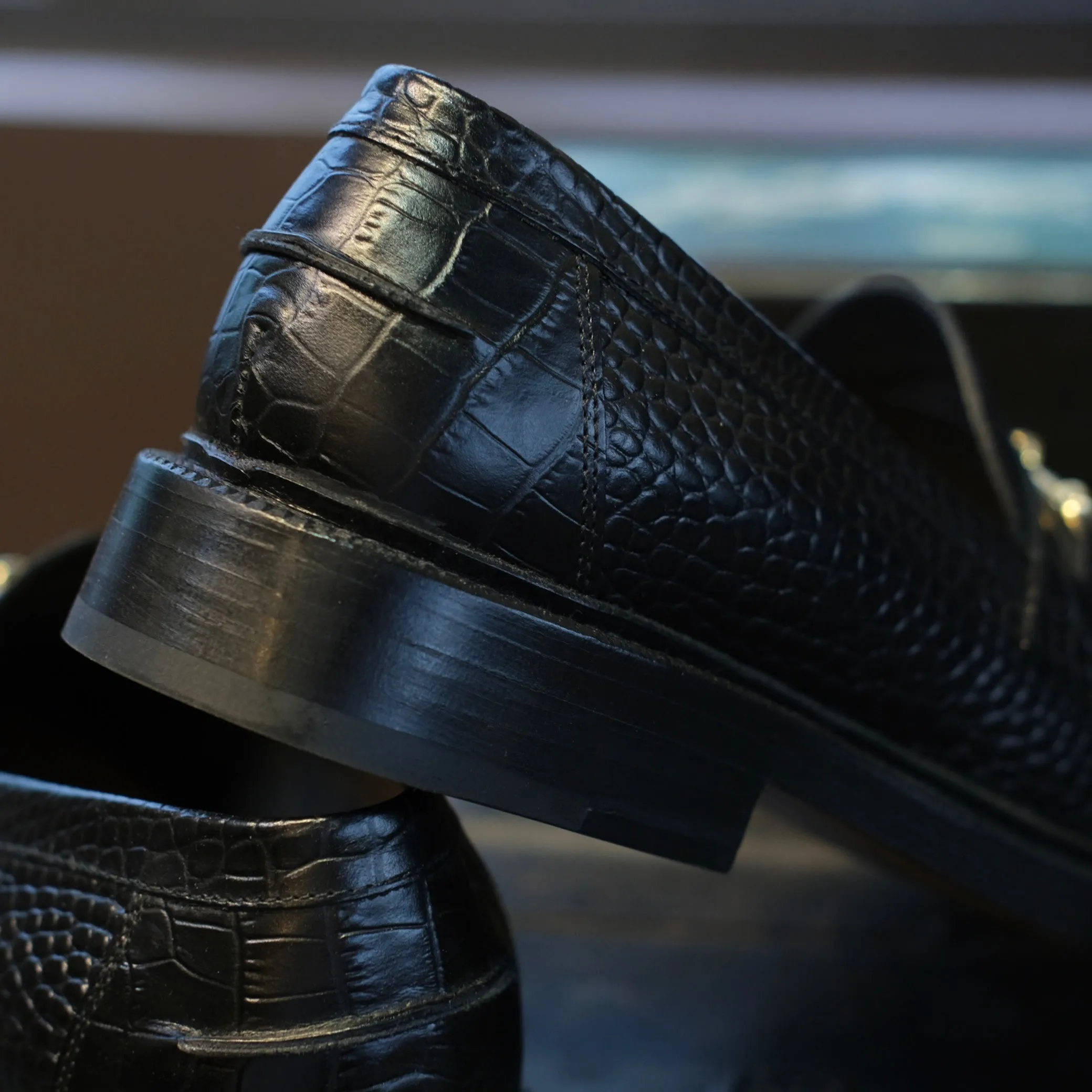 Blackstock & Weber Mason Horsebit Loafer (Onyx Croc)