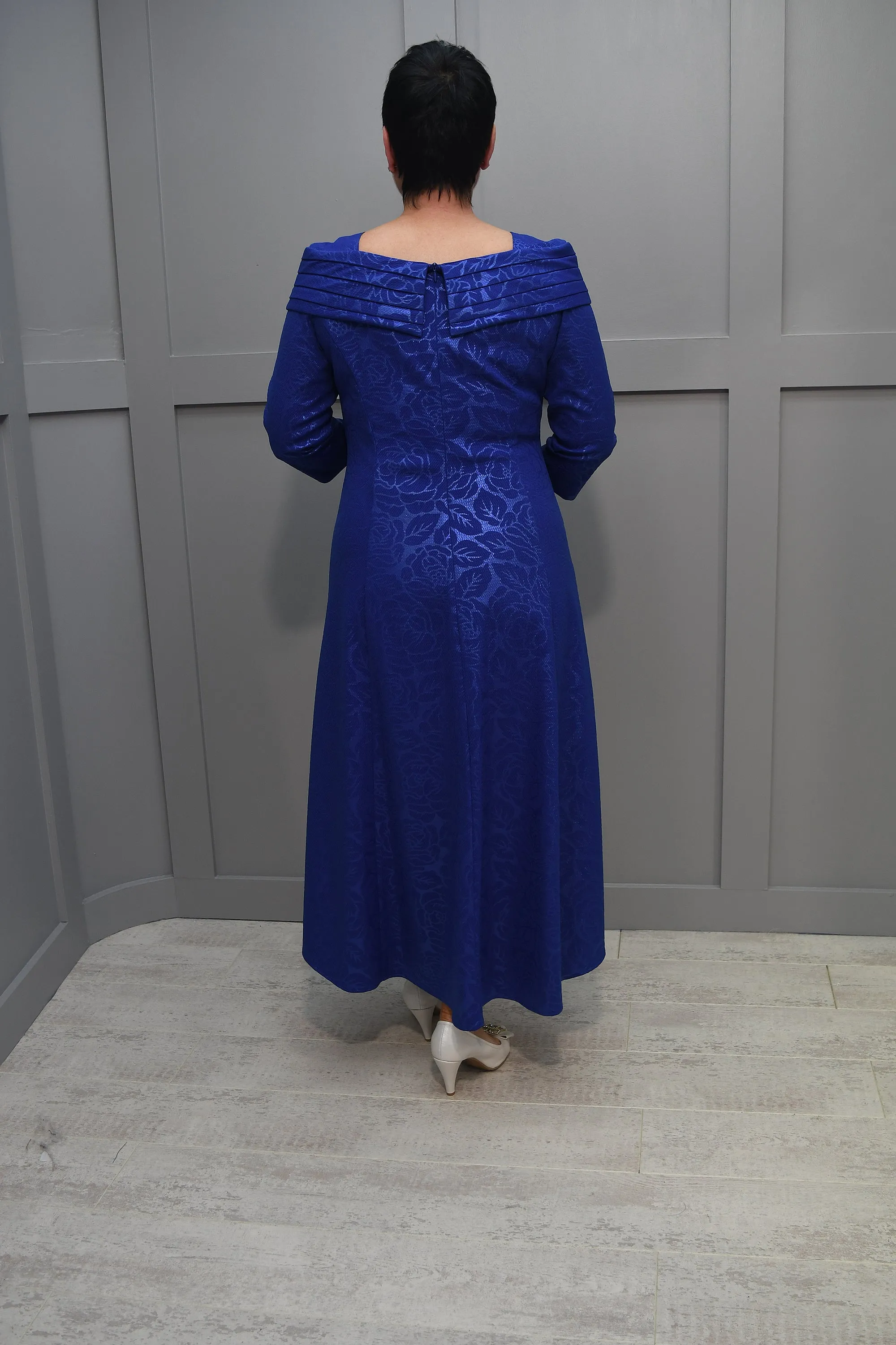 Cassandra Royal Blue Dress Enhanced With Rose Pattern - Sinels 120 A