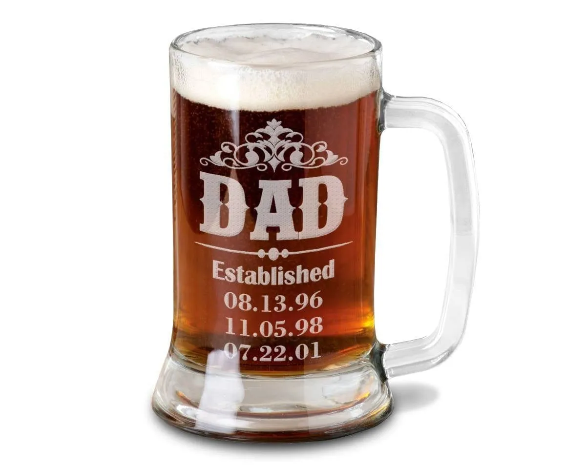 Dad Gift Daddy New Dad Beer Mug 16 Oz  Engraved Beer Glass Father's Day Gift Idea Etched from daughter son and wife for Fathers Day