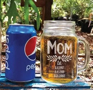 Dad Mom Combo Set of 2 Custom Mason Jar with Established Date Daddy Papa Gifts Mommy Mama Parents Mugs Mothers Day Fathers Day Present Idea