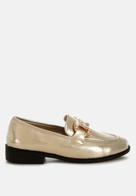 Dendron Diamante Horsebit Metallic Loafers