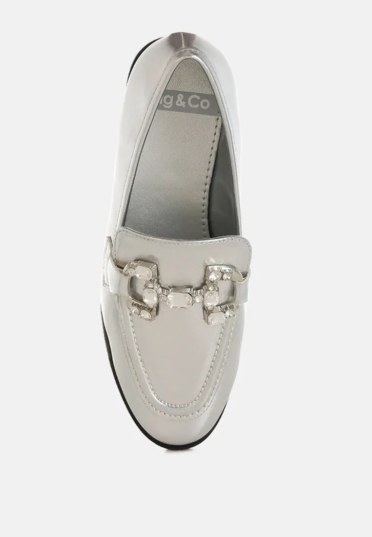 Dendron Diamante Horsebit Metallic Loafers