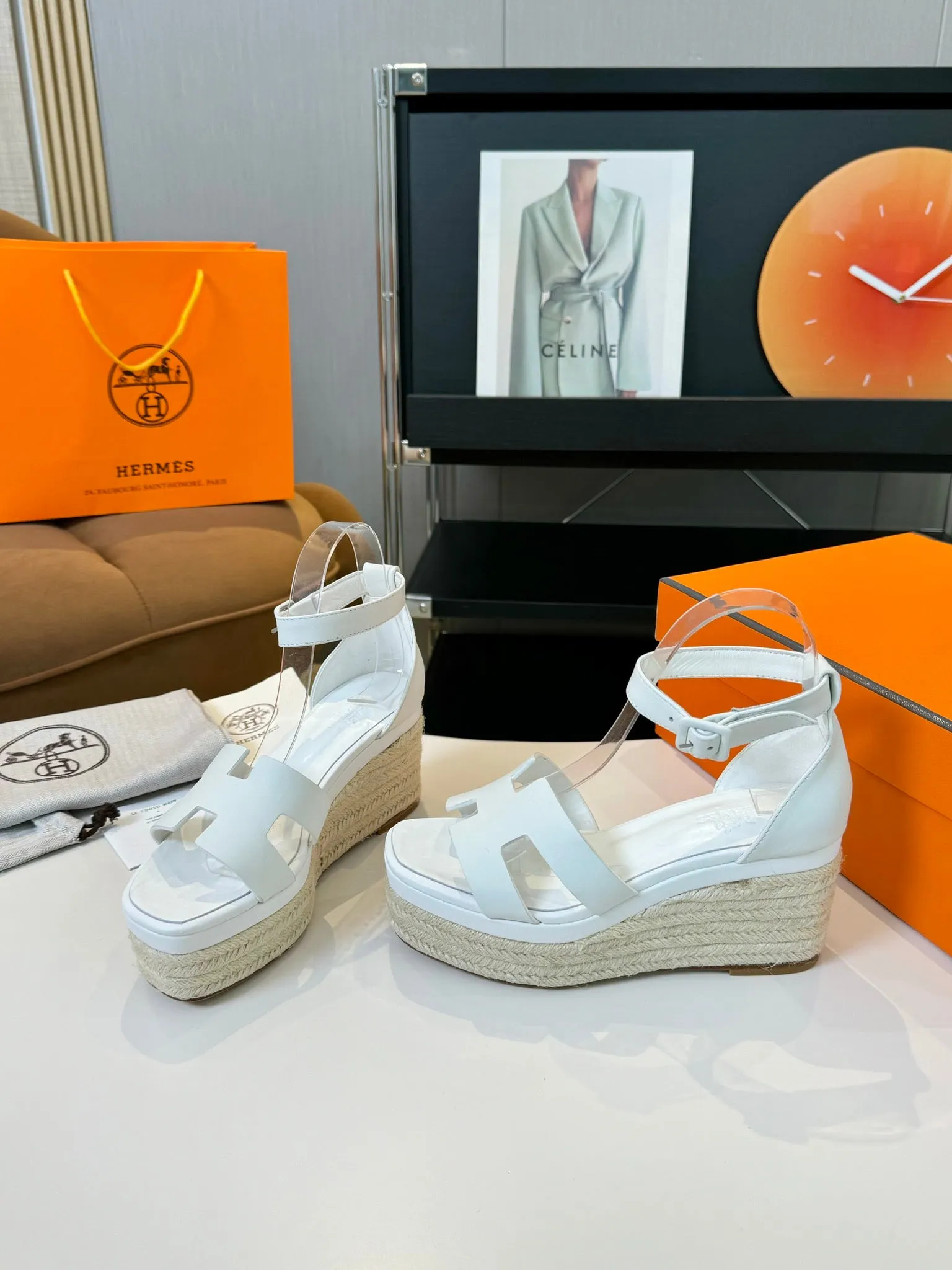 Elda espadrille 80 White Calfskin