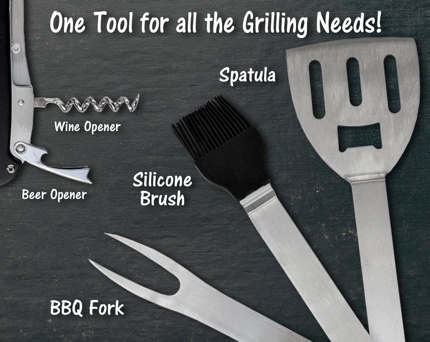 Grill Master Dad Daddy Fathers Day BBQ Multi Tools Kit Father of Bride Groom Gift Idea Best Cook Chef Ever Birthday Anniversary Husband Idea