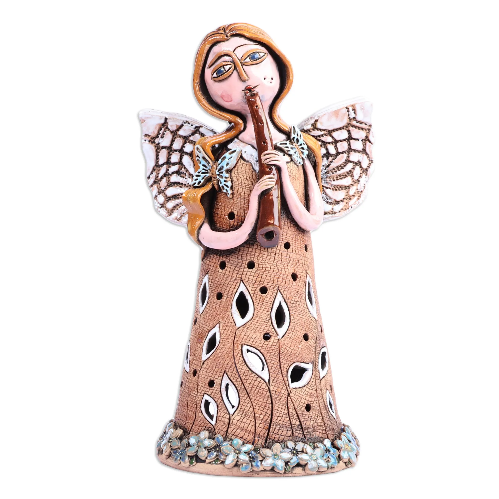 Handcrafted Whimsical Mother Nature Ceramic Sculpture - Planet's Sounds | NOVICA