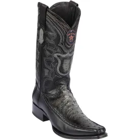 Los Altos Boots Mens #76F0338 European Square Toe | Genuine Full Quill Ostrich With Deer Sides Boots | Color Faded Gray