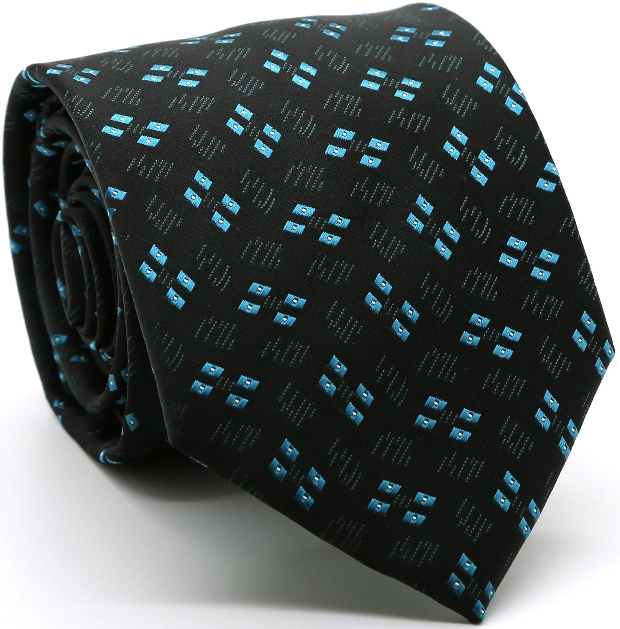 Mens Dads Classic Geometric Pattern Business Casual Necktie & Hanky Set QO