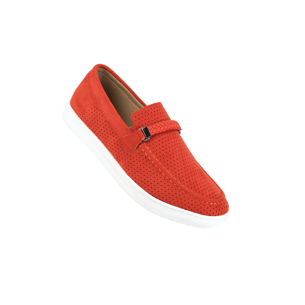 Men's Orange Loafer Slip-On Casual Shoes Suede Material Style No-6998