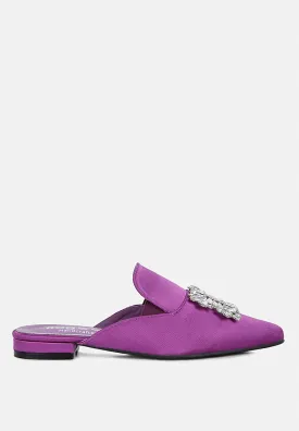 Perrine Diamante Brooch Slip On Mules