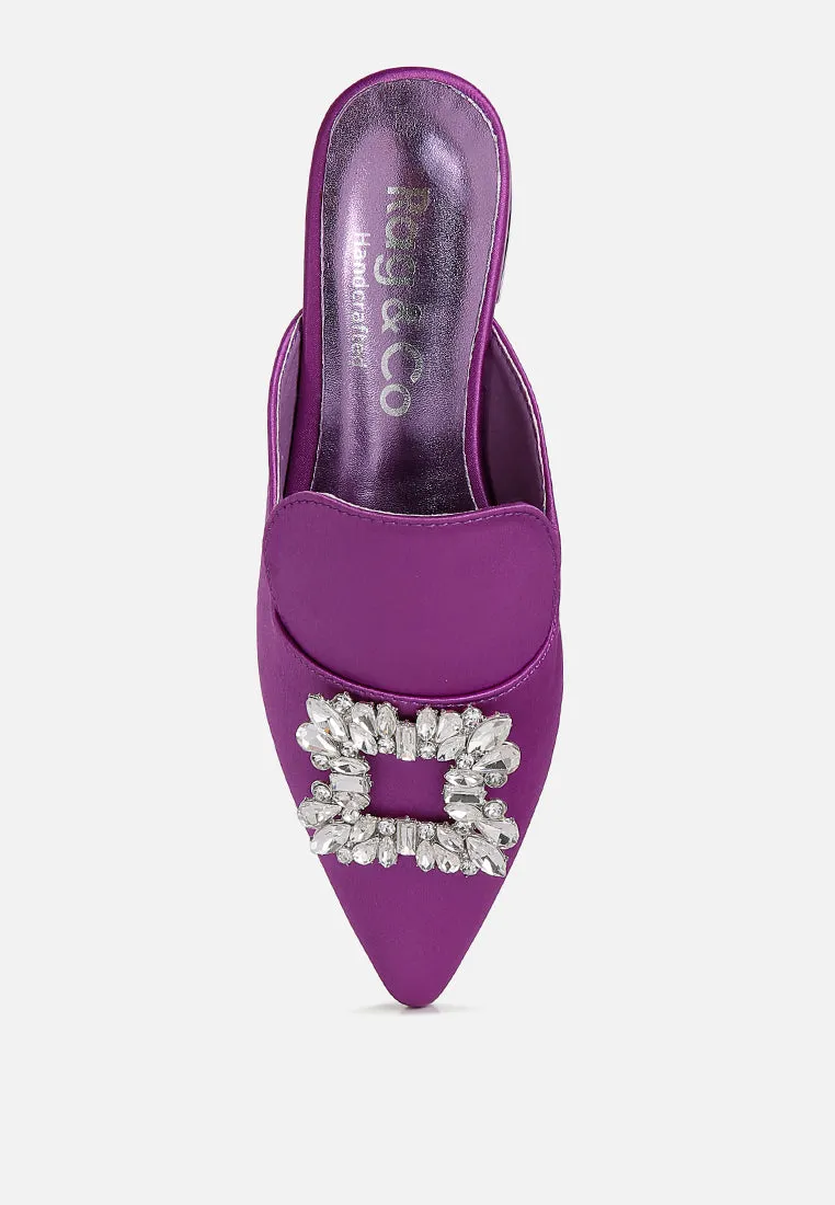 Perrine Diamante Brooch Slip On Mules