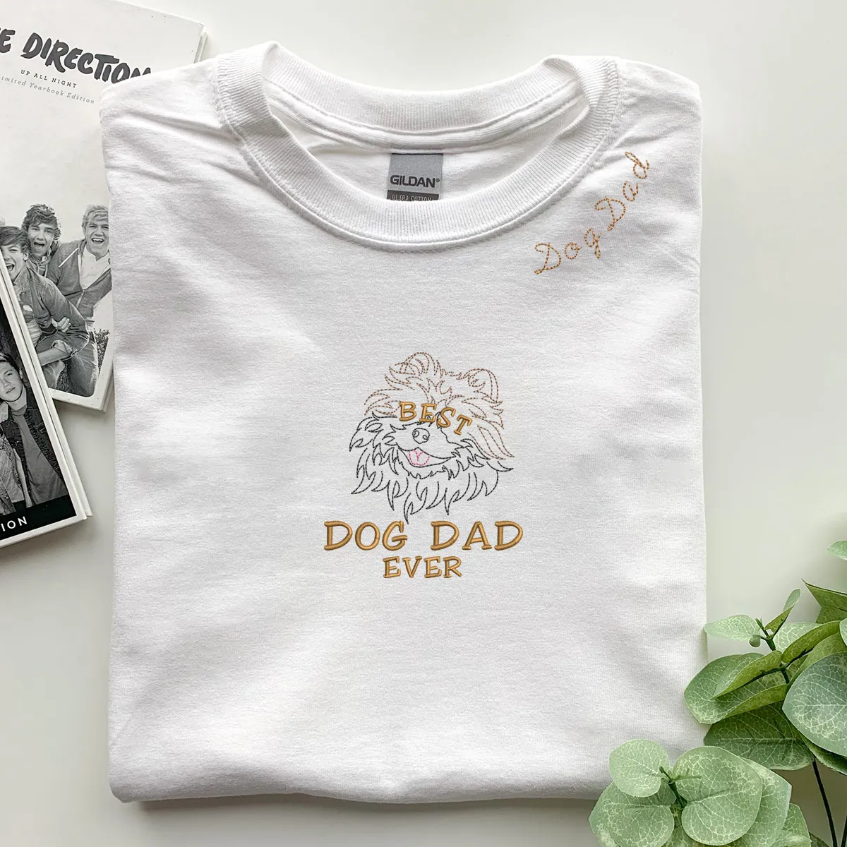 Personalized Best Pomeranian Dog Dad Ever Embroidered Collar Shirt, Custom Shirt with Dog Name,  Best Gifts For Pomeranian Lovers