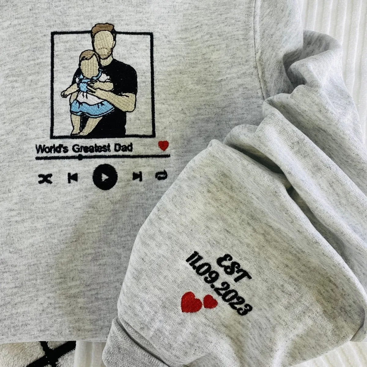 Personalized Dad T-Shirt, Father's Day Gift with Embroidered Photo Portrait