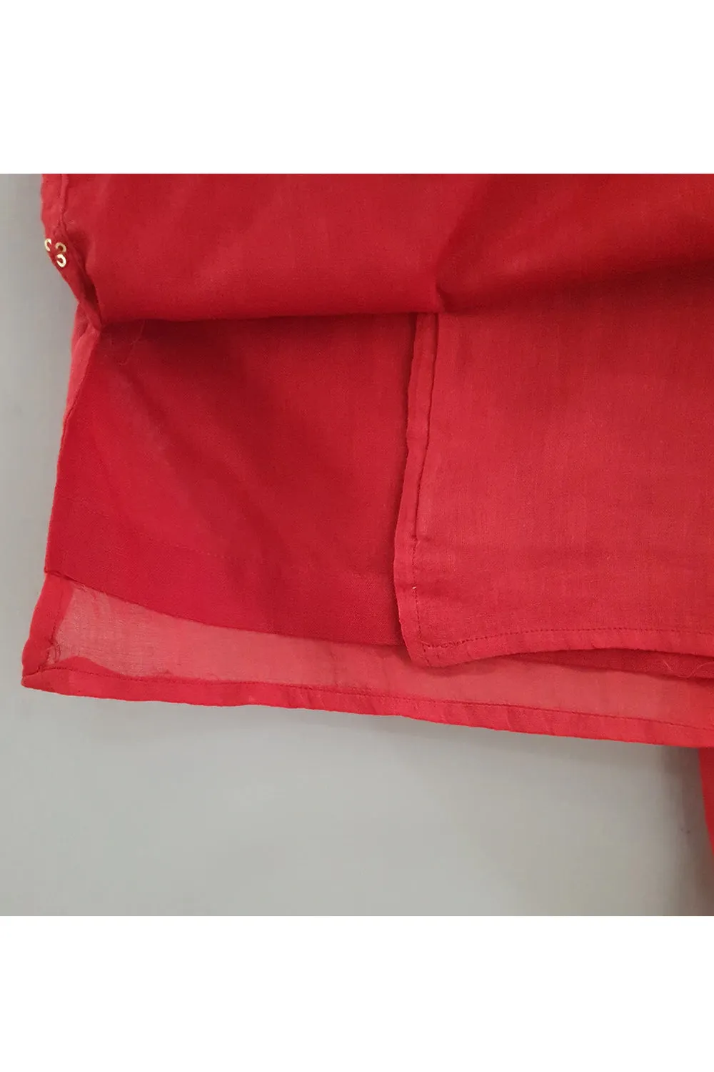 Red sequin work angrakha style kurta with dhoti