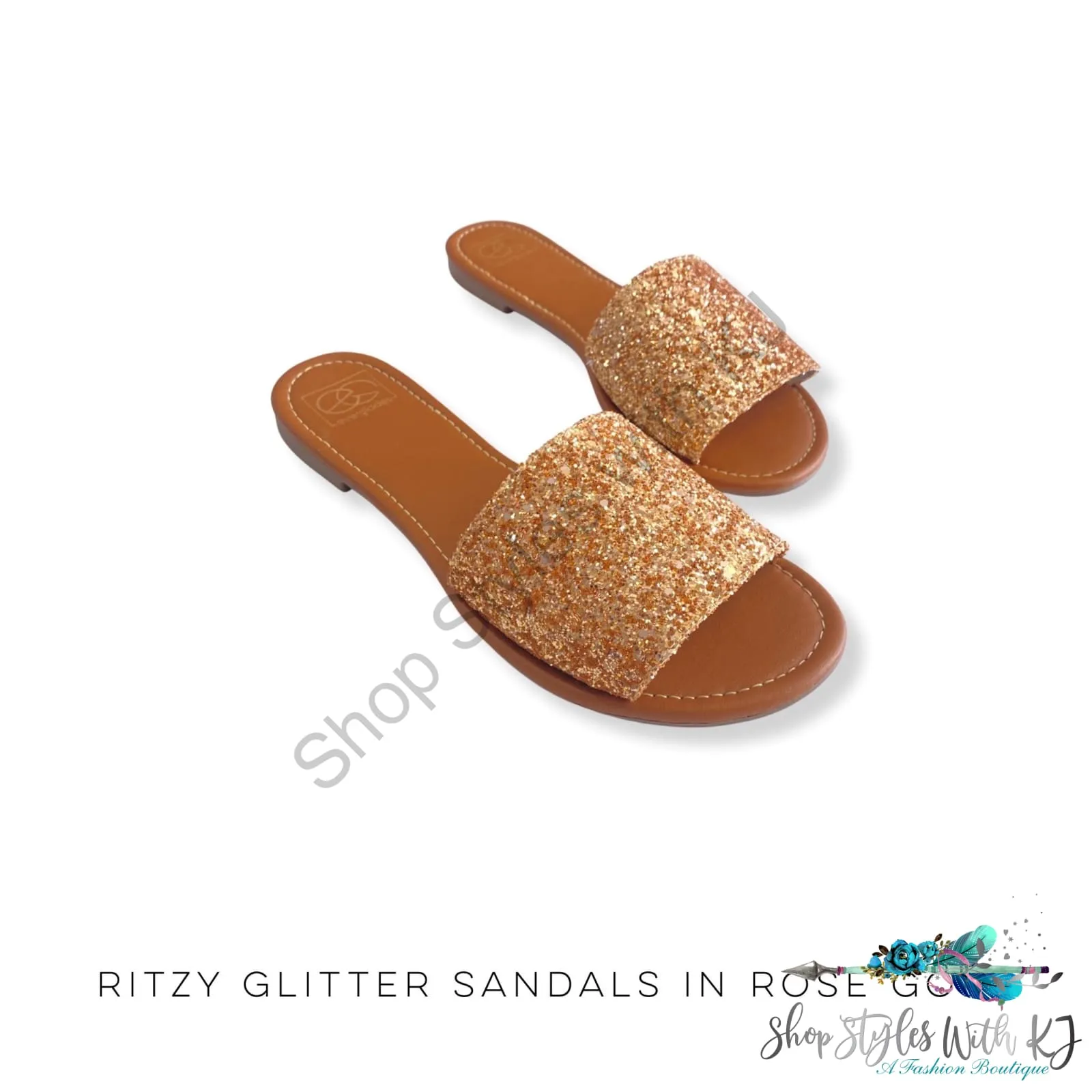 Ritzy Glitter Sandals in Rose Gold