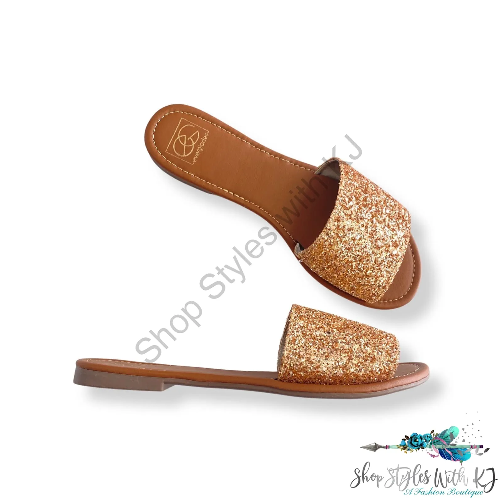 Ritzy Glitter Sandals in Rose Gold