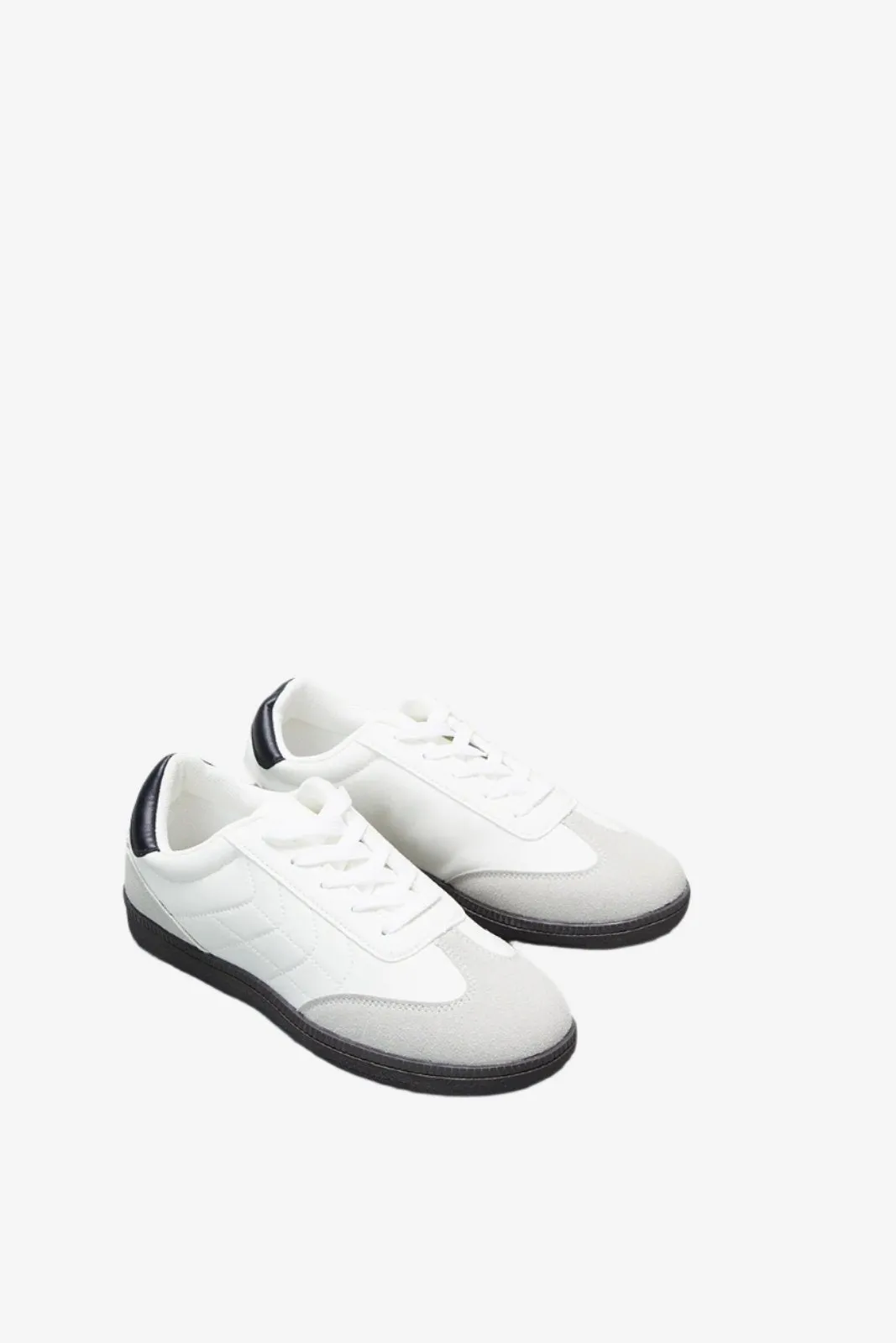 Senior Boys Cream And Grey Material Block Sneakers