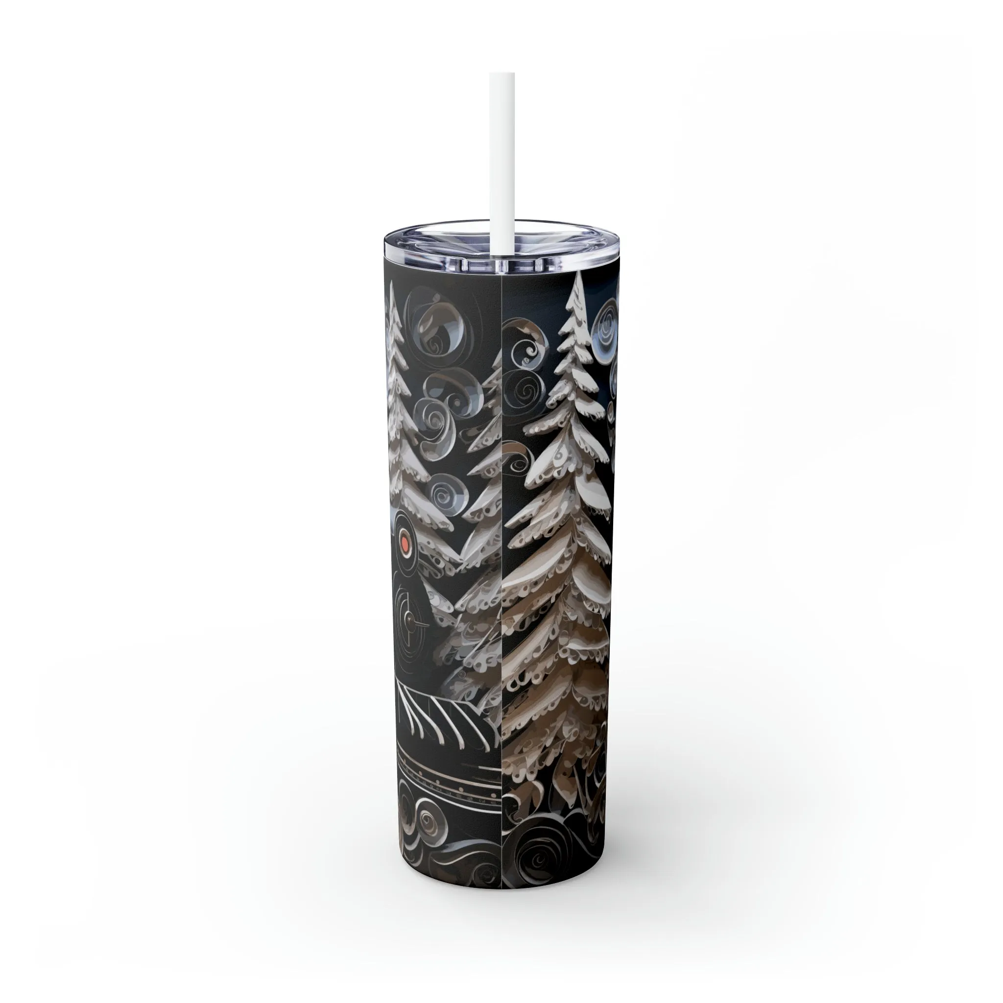 Skinny Tumbler with Straw, 20oz, 3d Train, awd-318