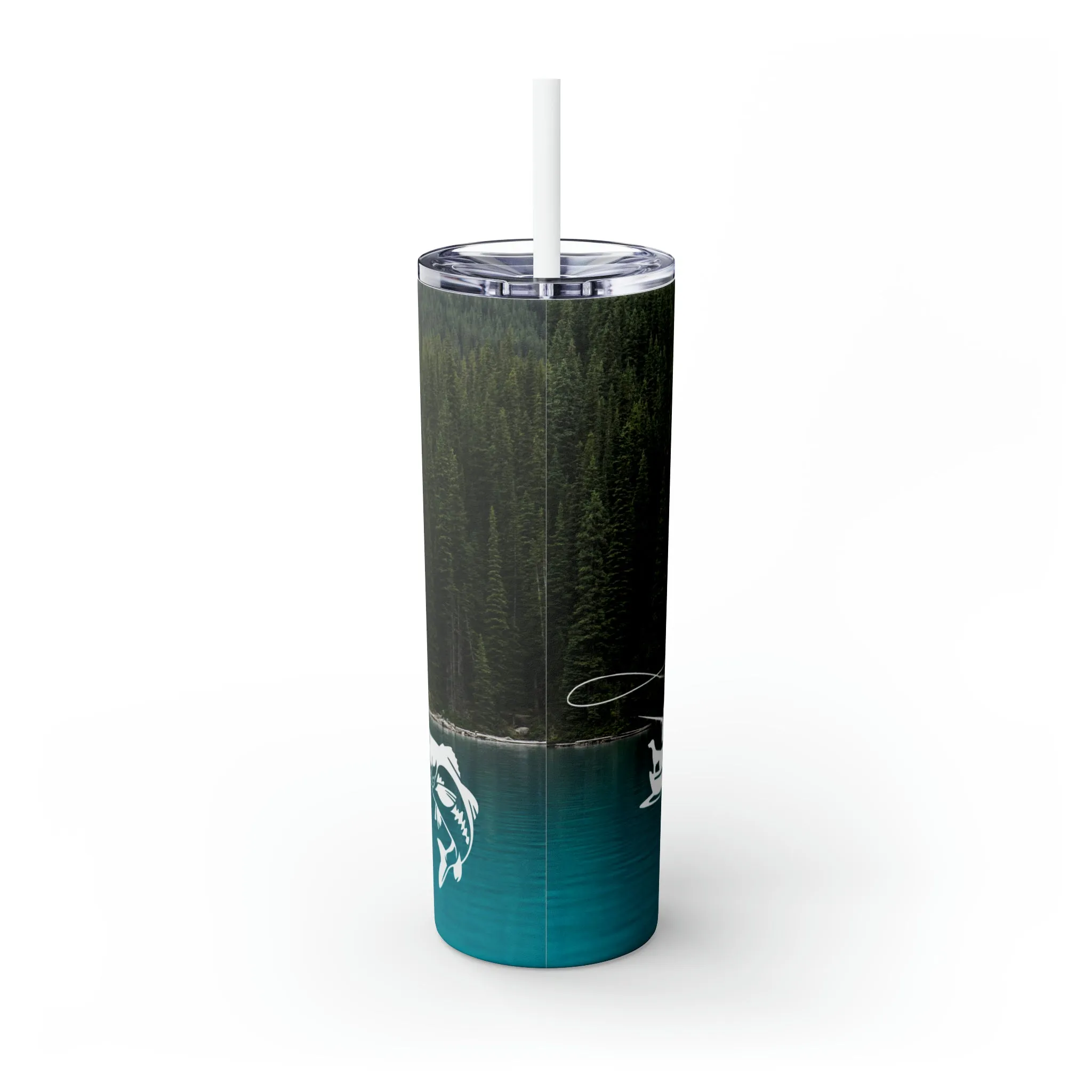 Skinny Tumbler with Straw, 20oz, Fishing Rules, awd-195