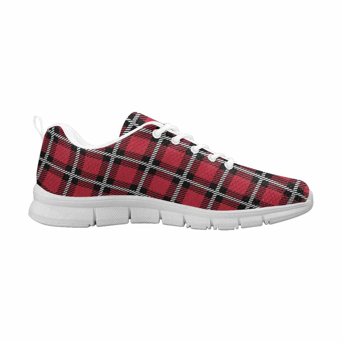 Sneakers For Men, Buffalo Plaid Red And White - Running Shoes Dg867