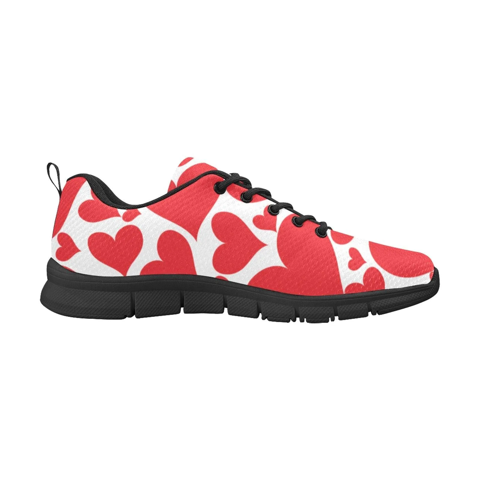 Sneakers For Men, Love Red Hearts - Canvas Mesh Athletic Running Shoes