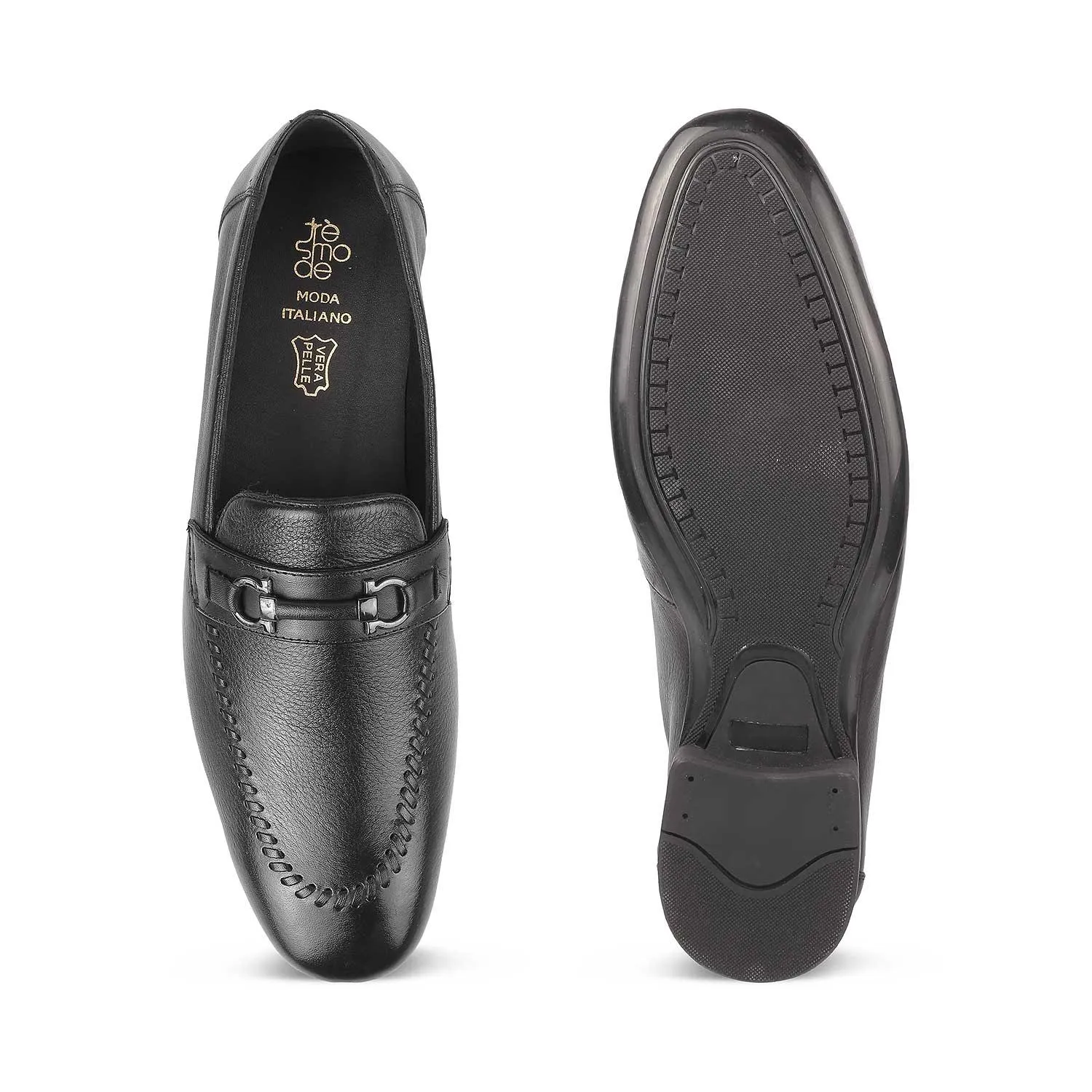 The Bologna Black Men's Leather Loafers Tresmode