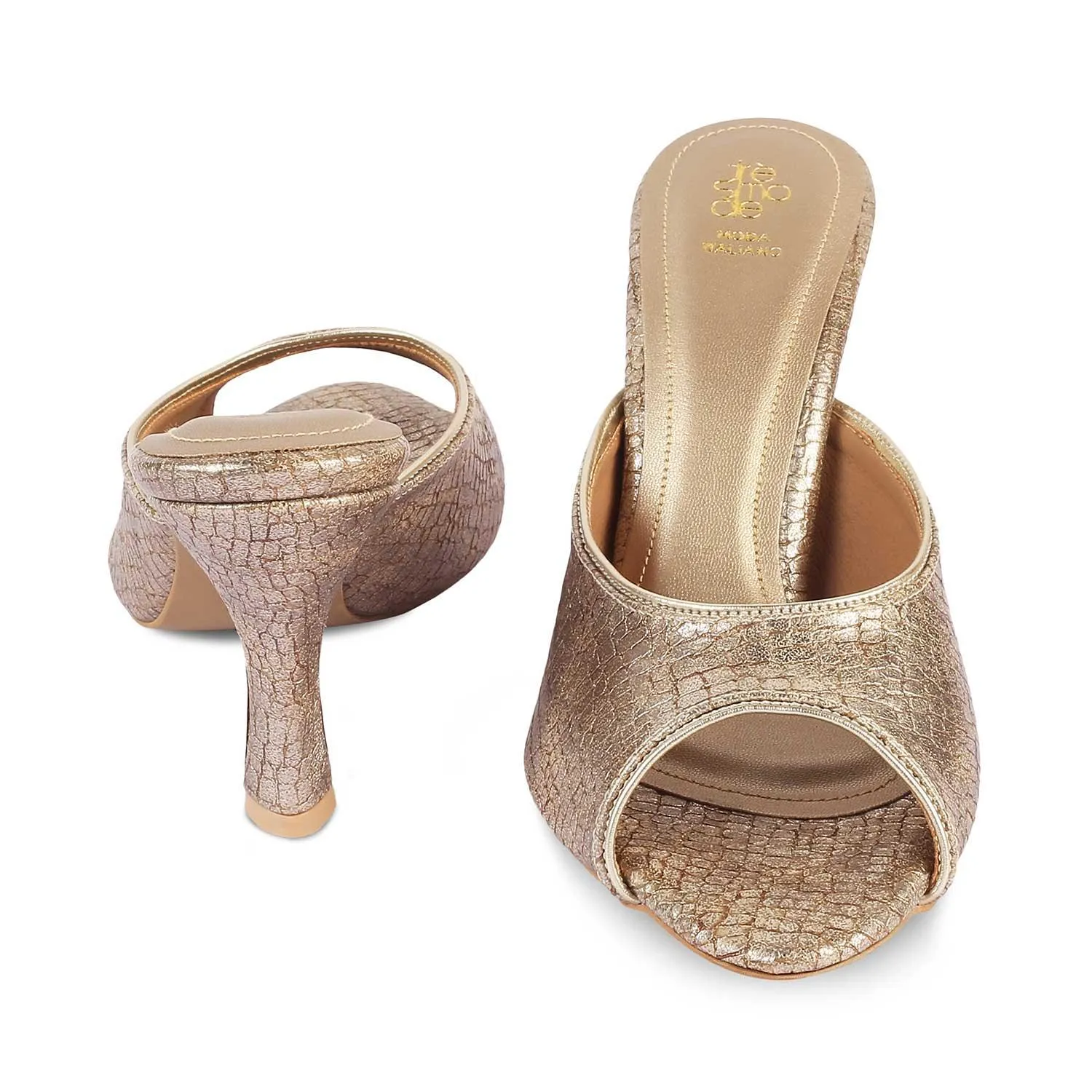 The Viktorika Gold Women's Dress Heel Sandals Tresmode