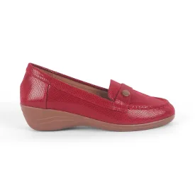 Tresmode Marcoval Red Women's Dress Wedge Loafers