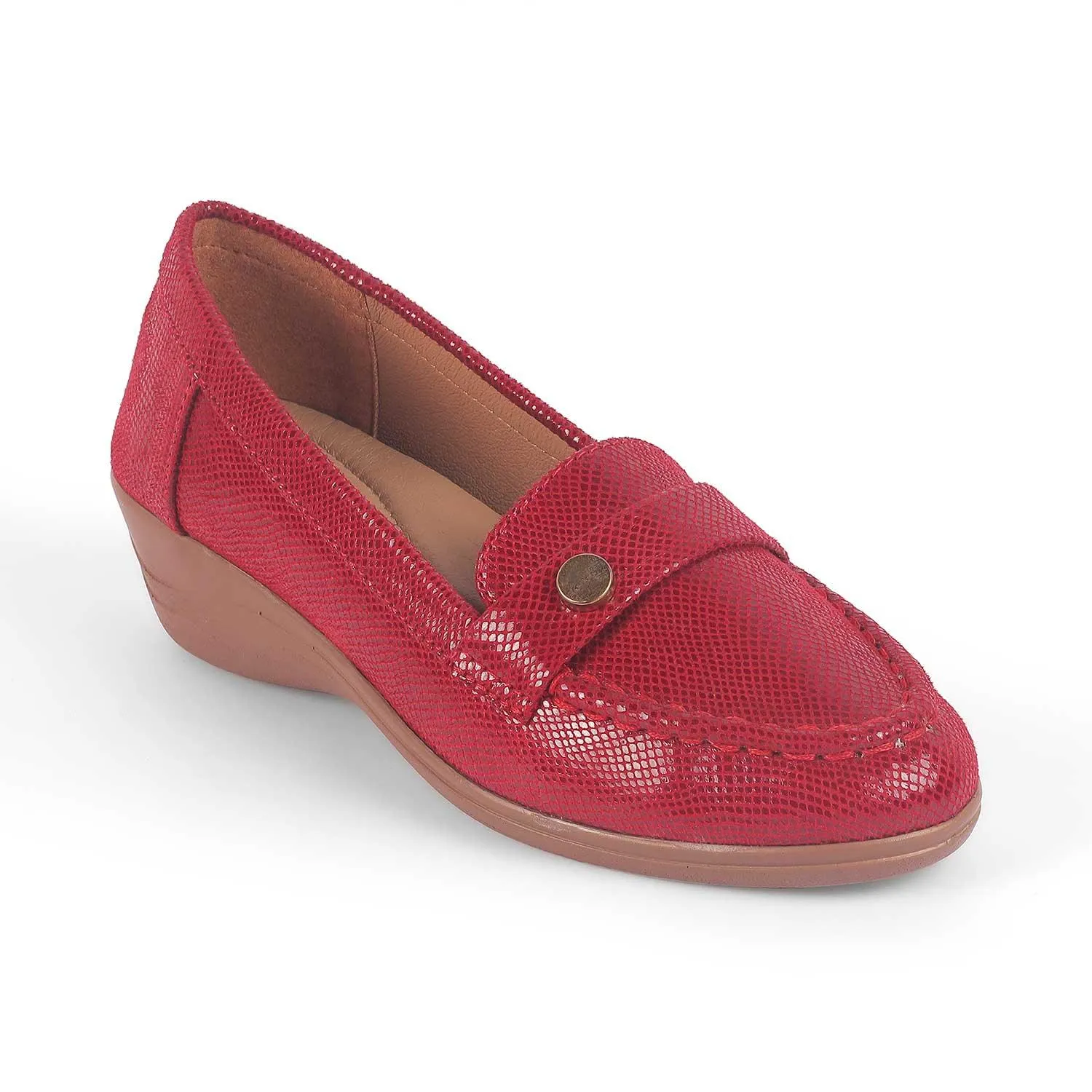 Tresmode Marcoval Red Women's Dress Wedge Loafers