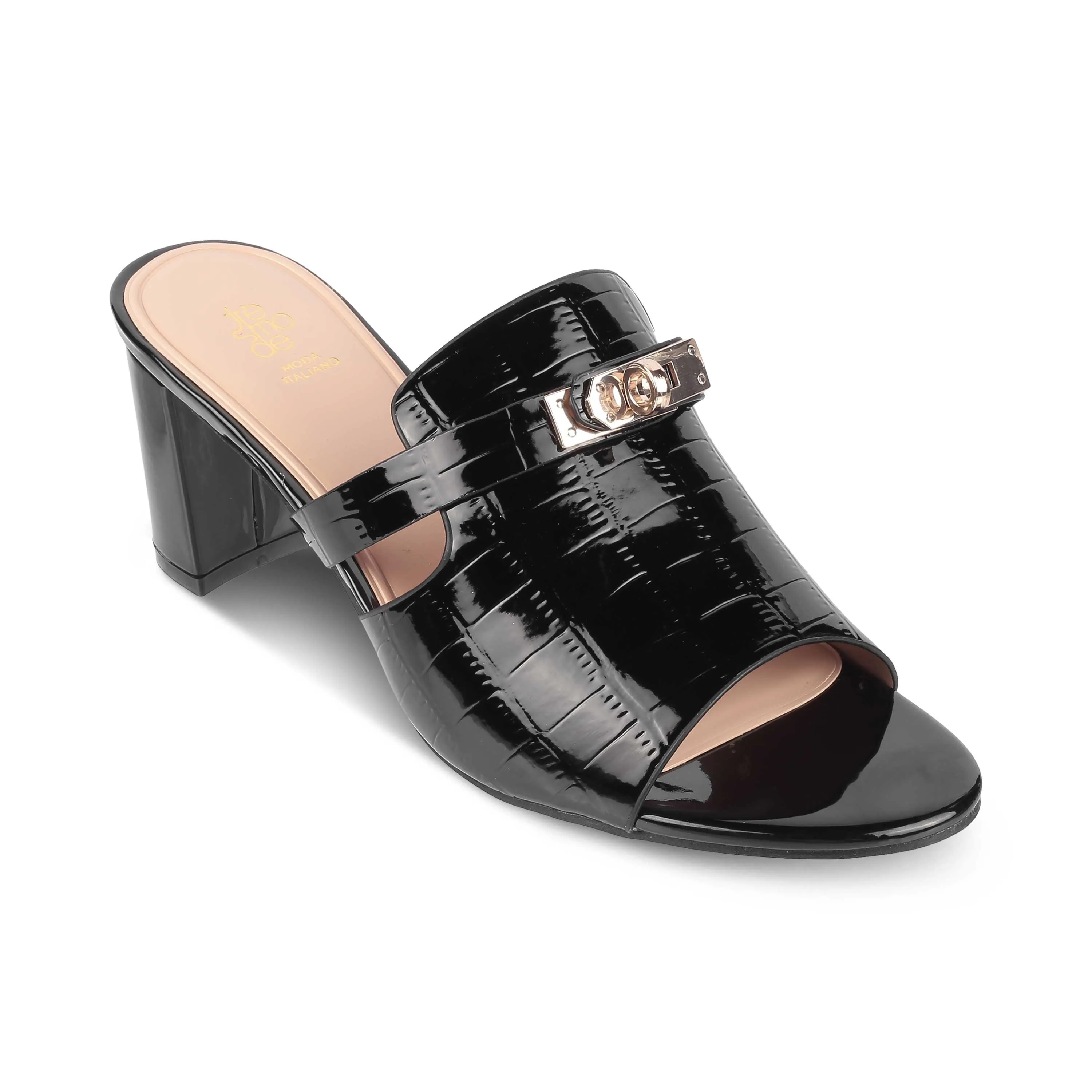 Tresmode Nic Black Women's Dress Block Heel Sandals