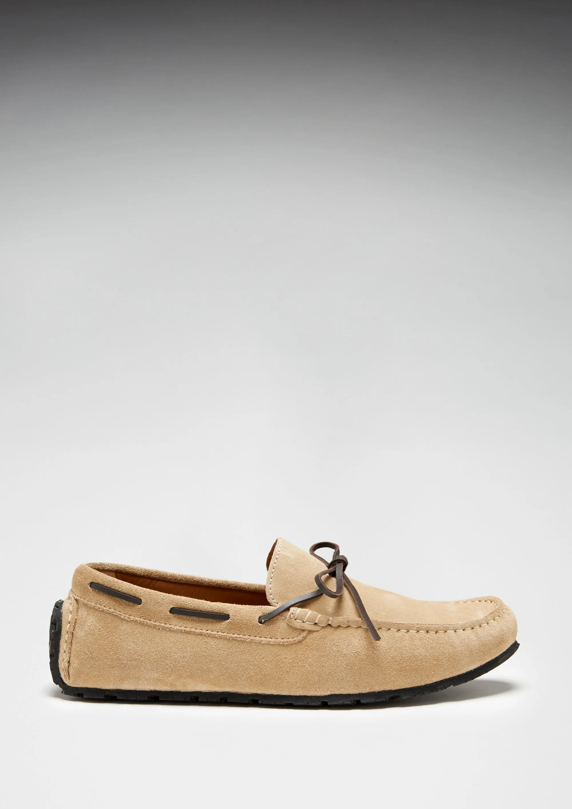 Tyre Sole Laced Driving Loafers, taupe suede