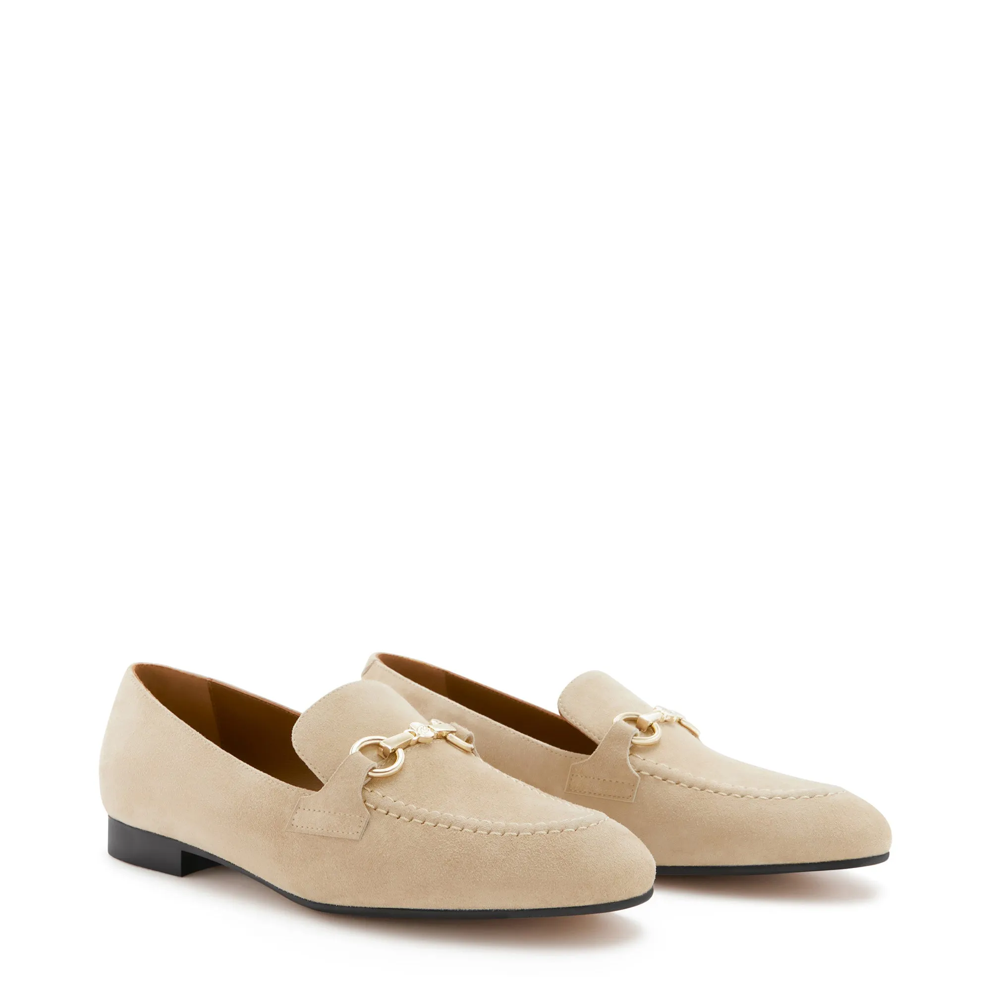 Vendôme Fleur beige suede loafers