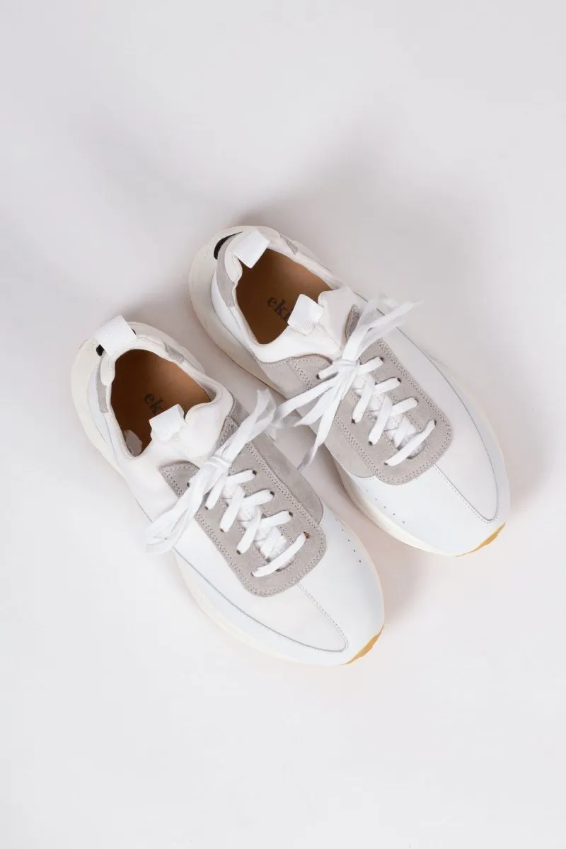 Yew Sneaker | White Neoprene   Leather